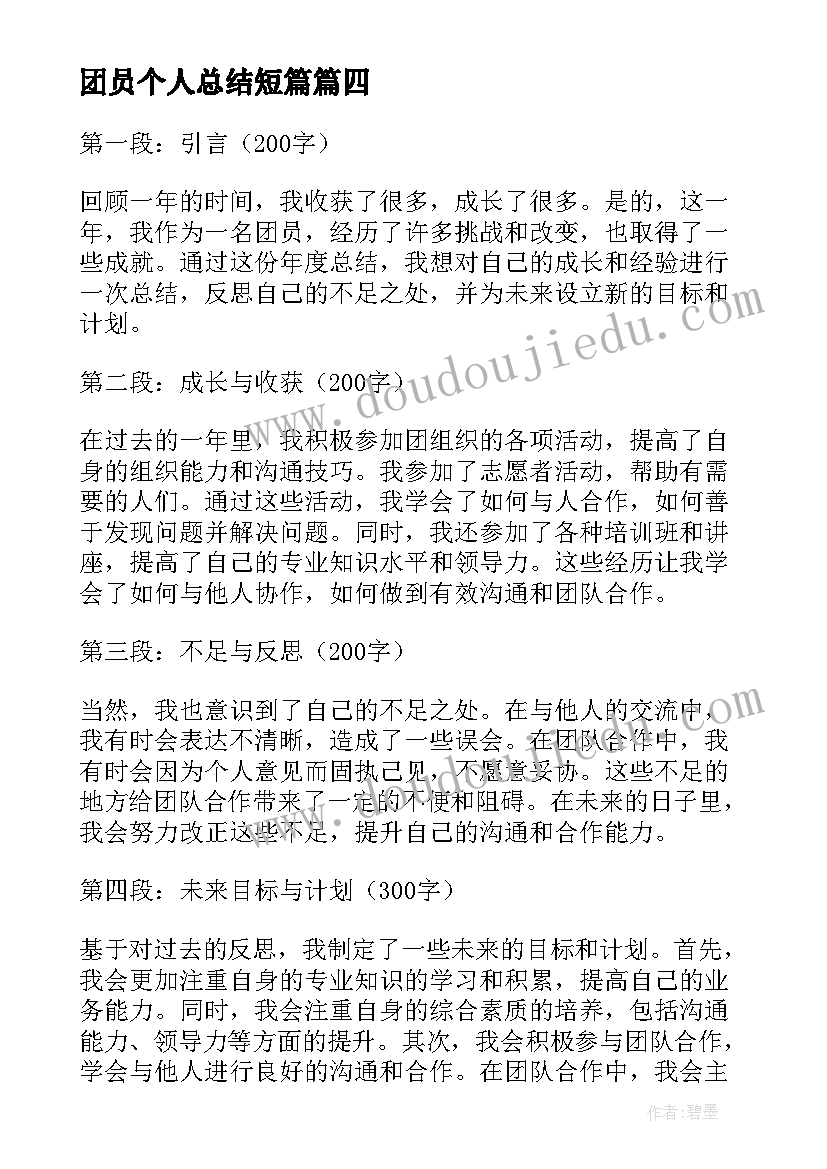 2023年团员个人总结短篇 团员个人年度总结心得体会(大全7篇)