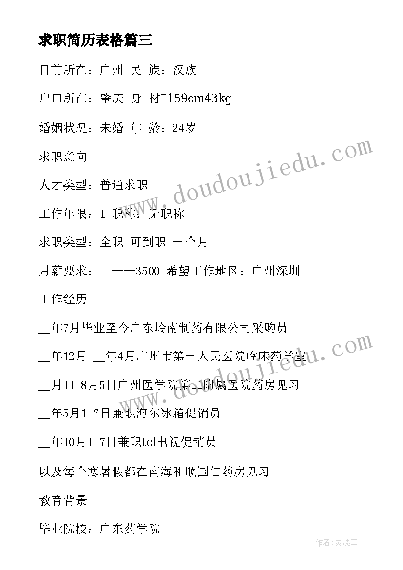 最新求职简历表格(通用9篇)