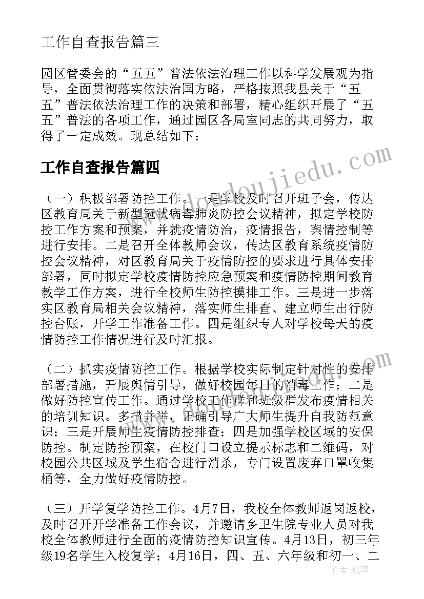 工作自查报告(优质5篇)