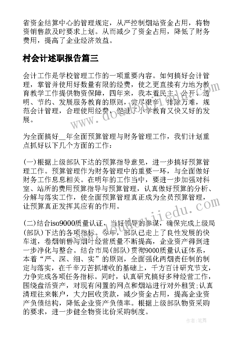 2023年村会计述职报告(大全5篇)