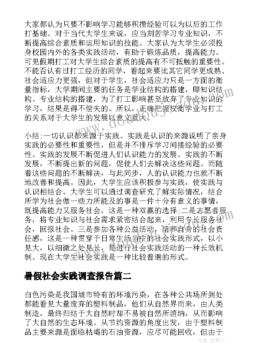 暑假社会实践调查报告(汇总6篇)