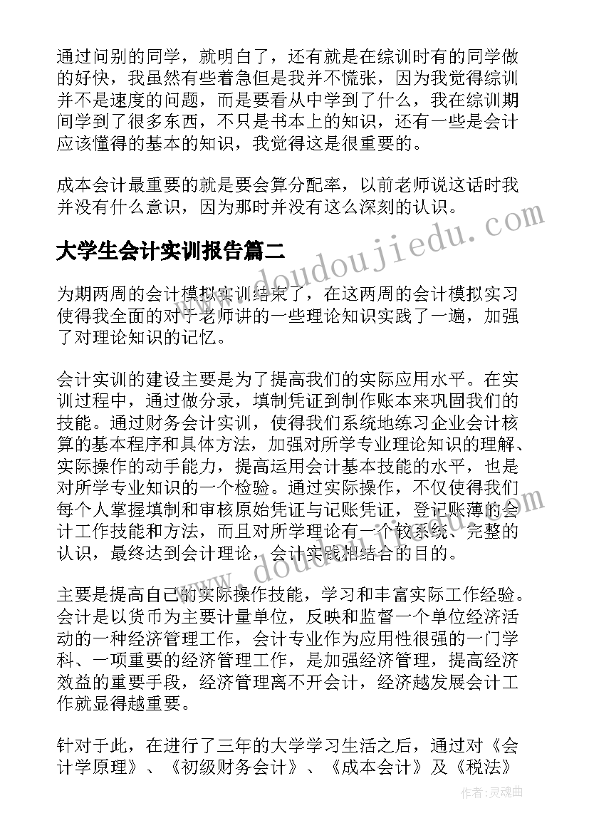 2023年大学生会计实训报告 大学生成本会计实训报告(优质5篇)