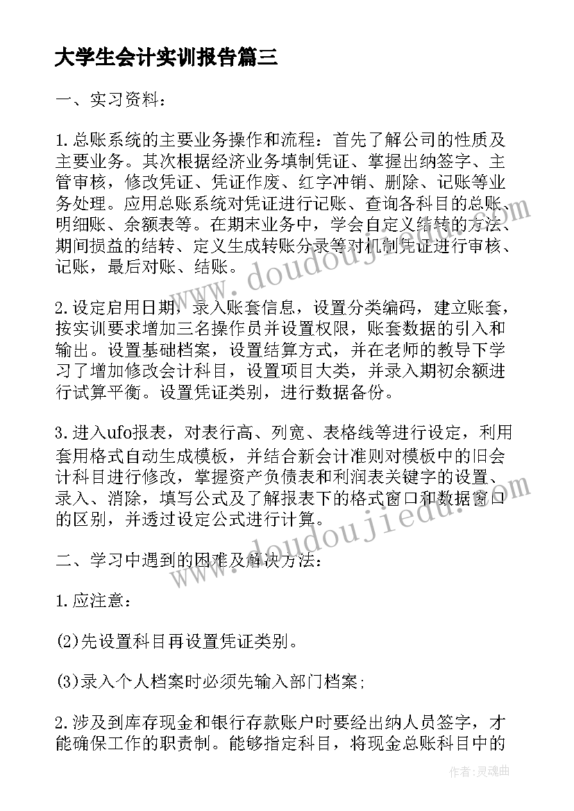 2023年大学生会计实训报告 大学生成本会计实训报告(优质5篇)