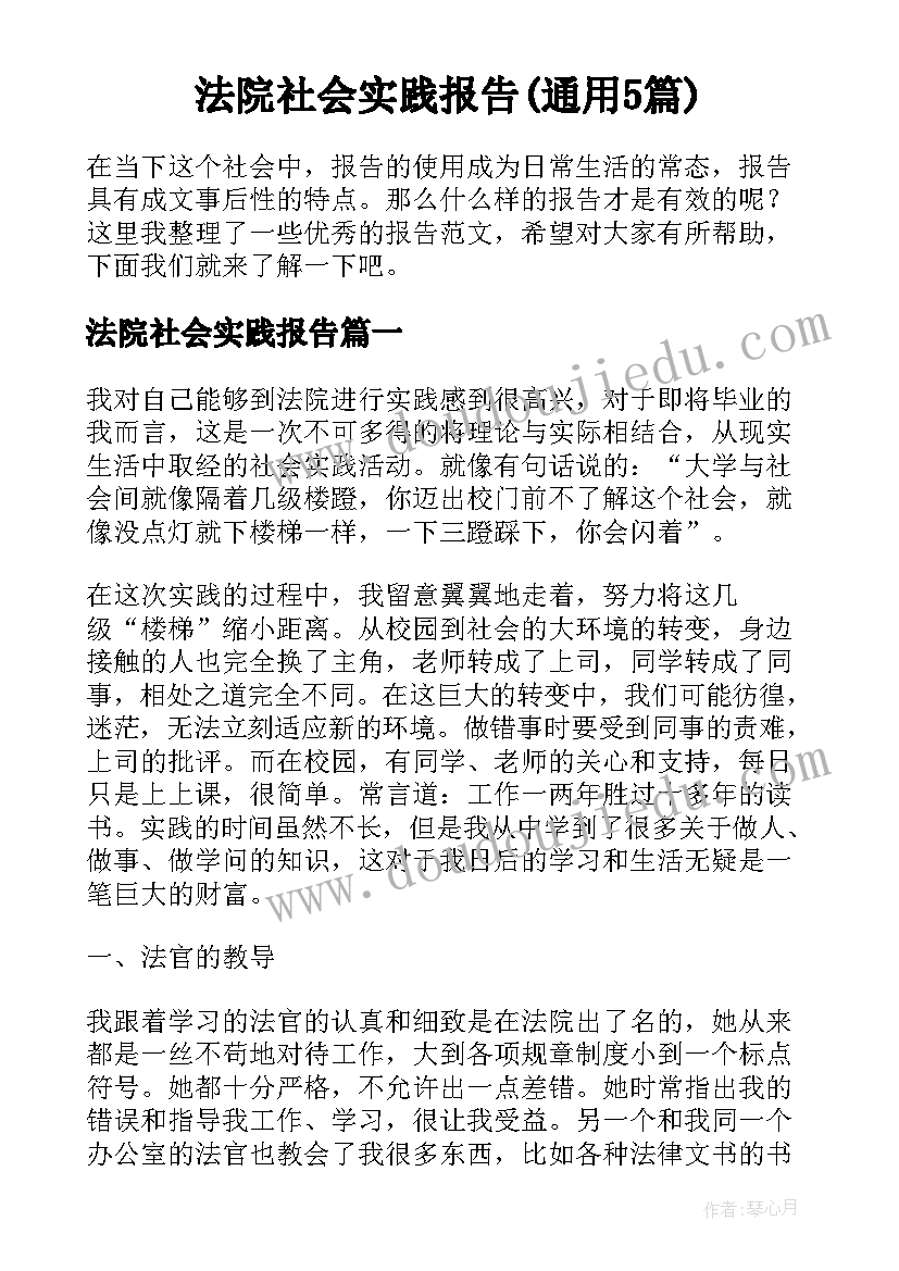 法院社会实践报告(通用5篇)