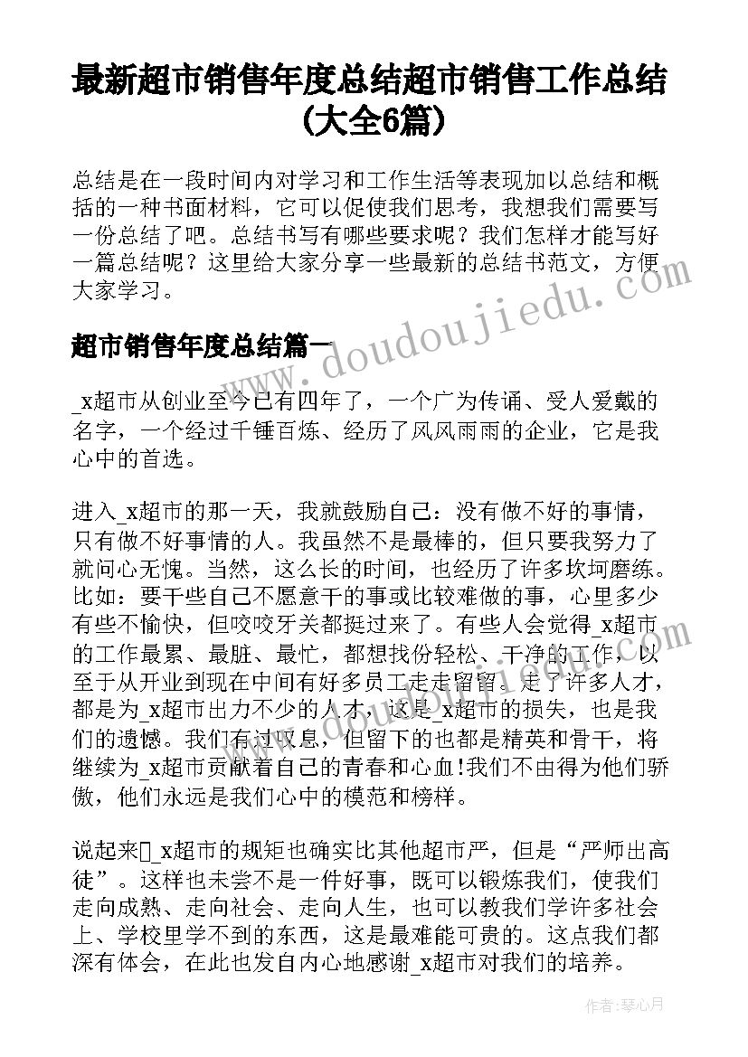 最新超市销售年度总结 超市销售工作总结(大全6篇)