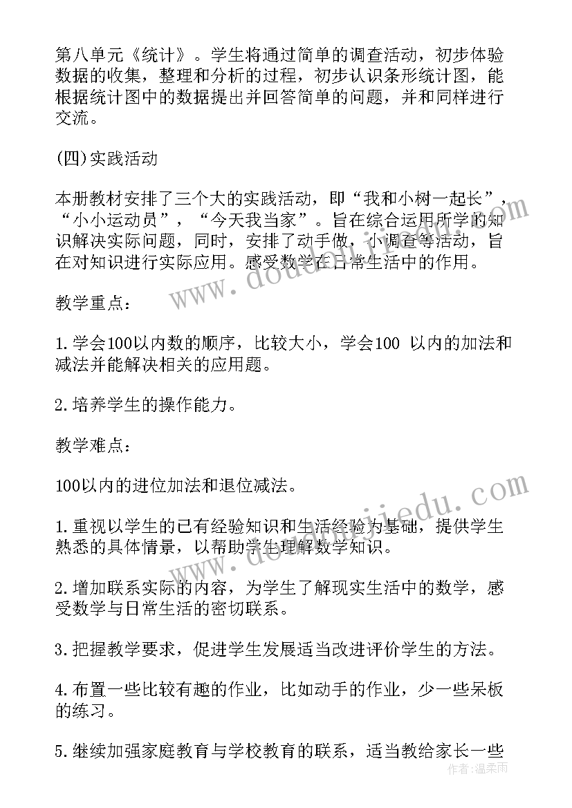 最新一年级数学教学进度安排表 一年级数学教学计划(实用8篇)