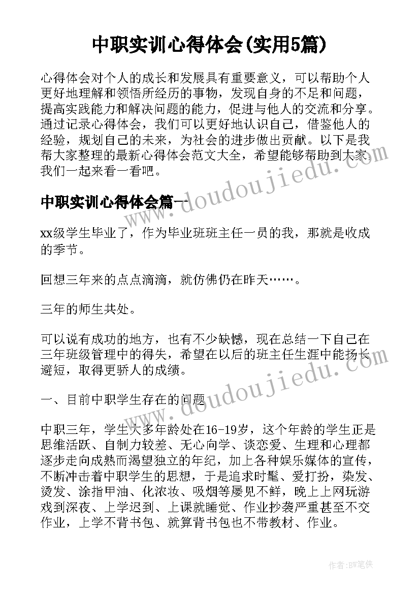 中职实训心得体会(实用5篇)