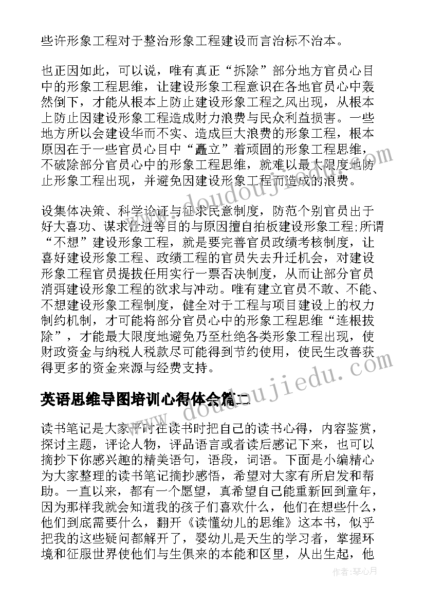 2023年英语思维导图培训心得体会 思维导图培训心得体会(通用5篇)