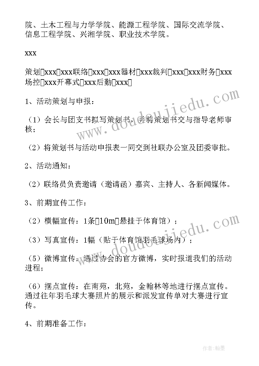 社区举办羽毛球比赛方案策划(大全5篇)