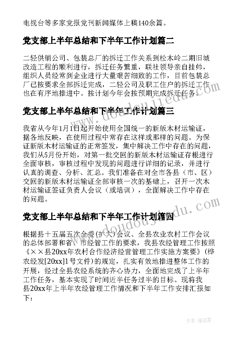 最新党支部上半年总结和下半年工作计划(大全9篇)