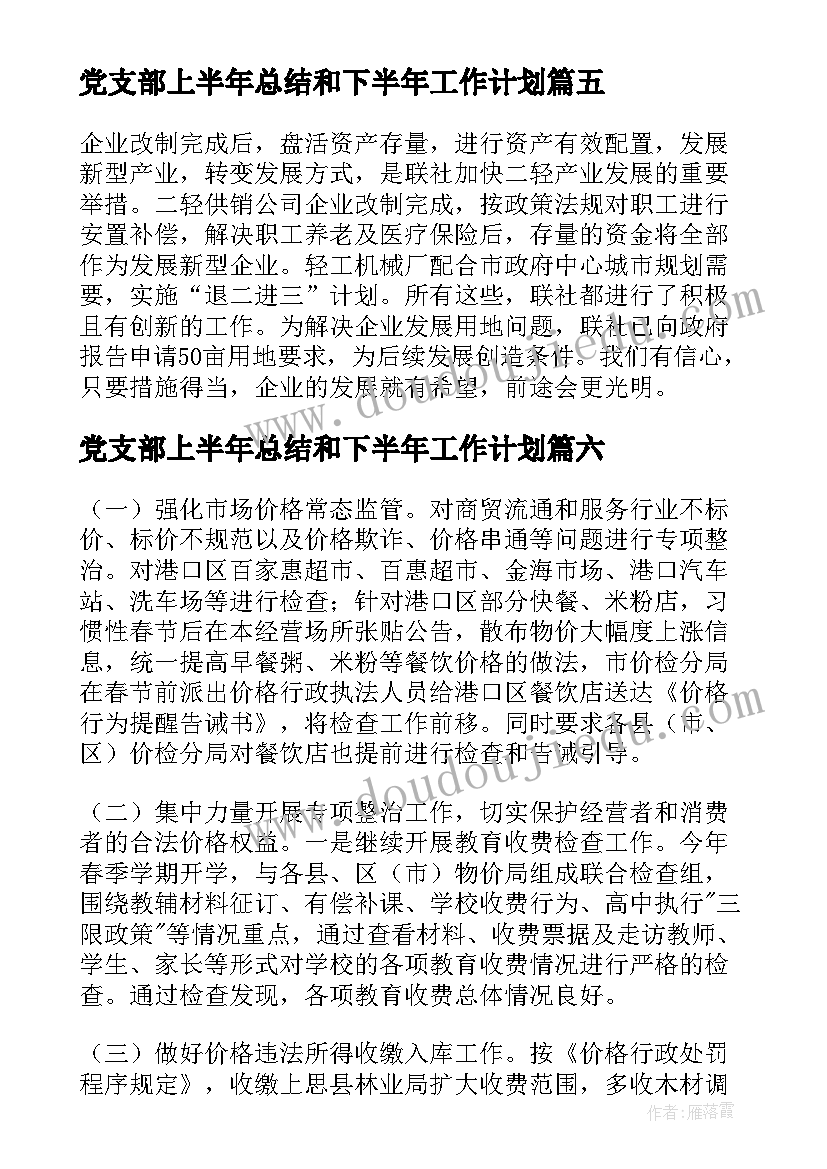 最新党支部上半年总结和下半年工作计划(大全9篇)