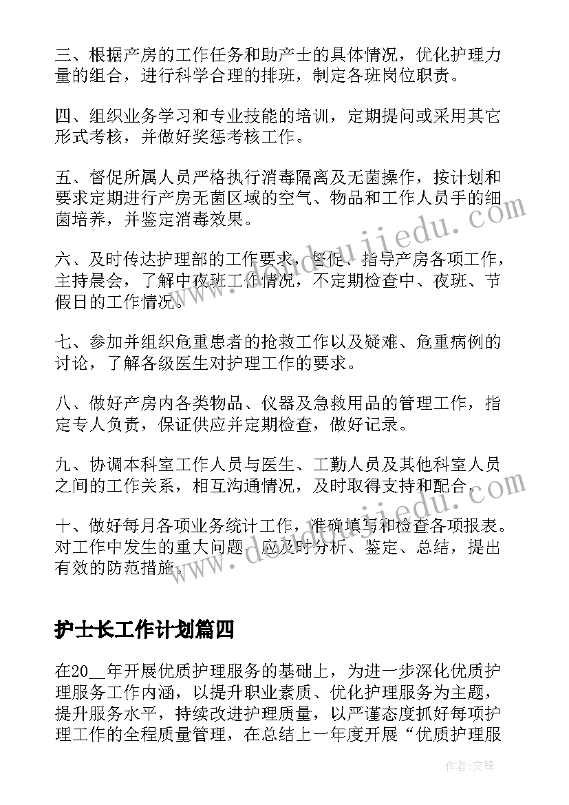 最新护士长工作计划 护士长年度工作计划(优质7篇)