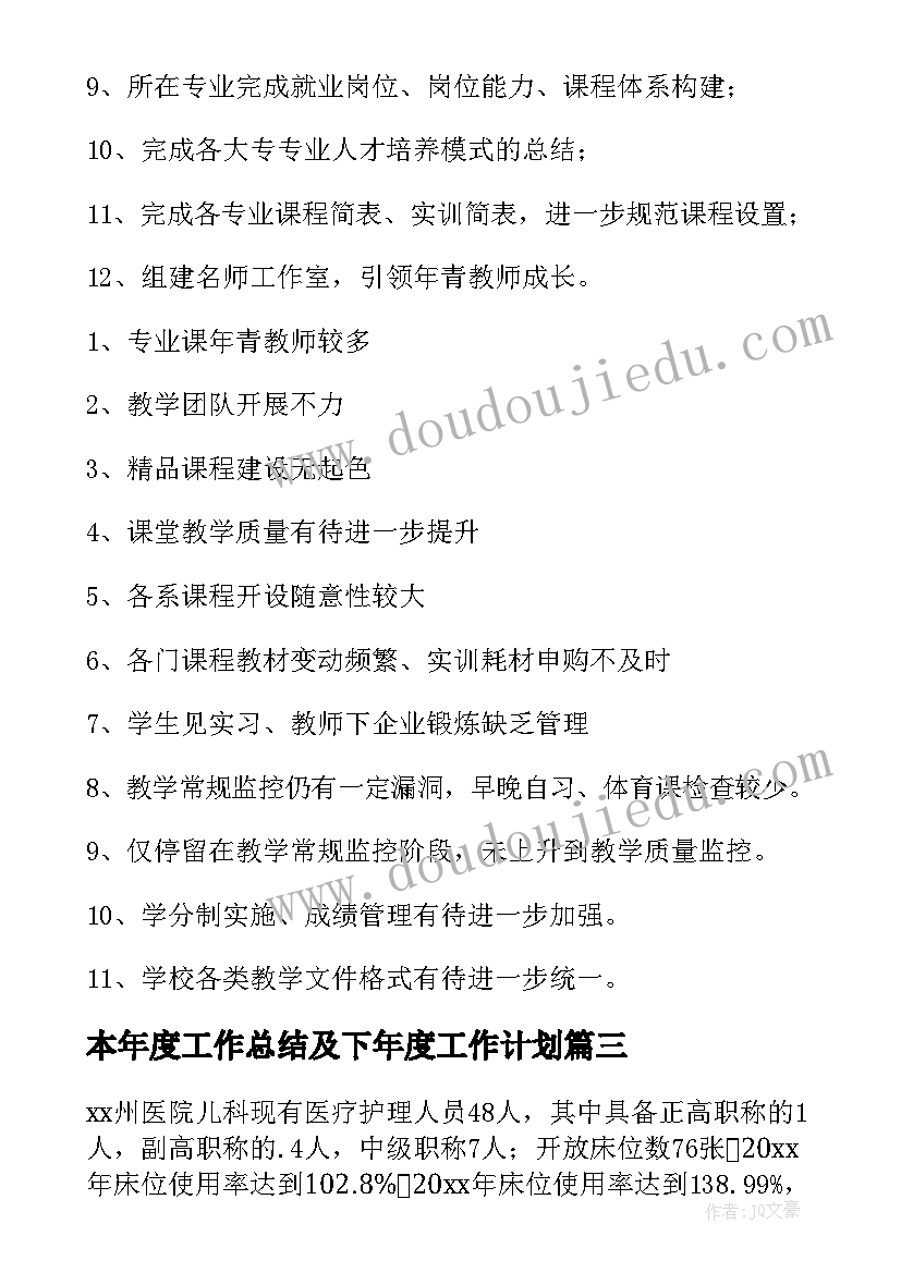 最新本年度工作总结及下年度工作计划(模板5篇)