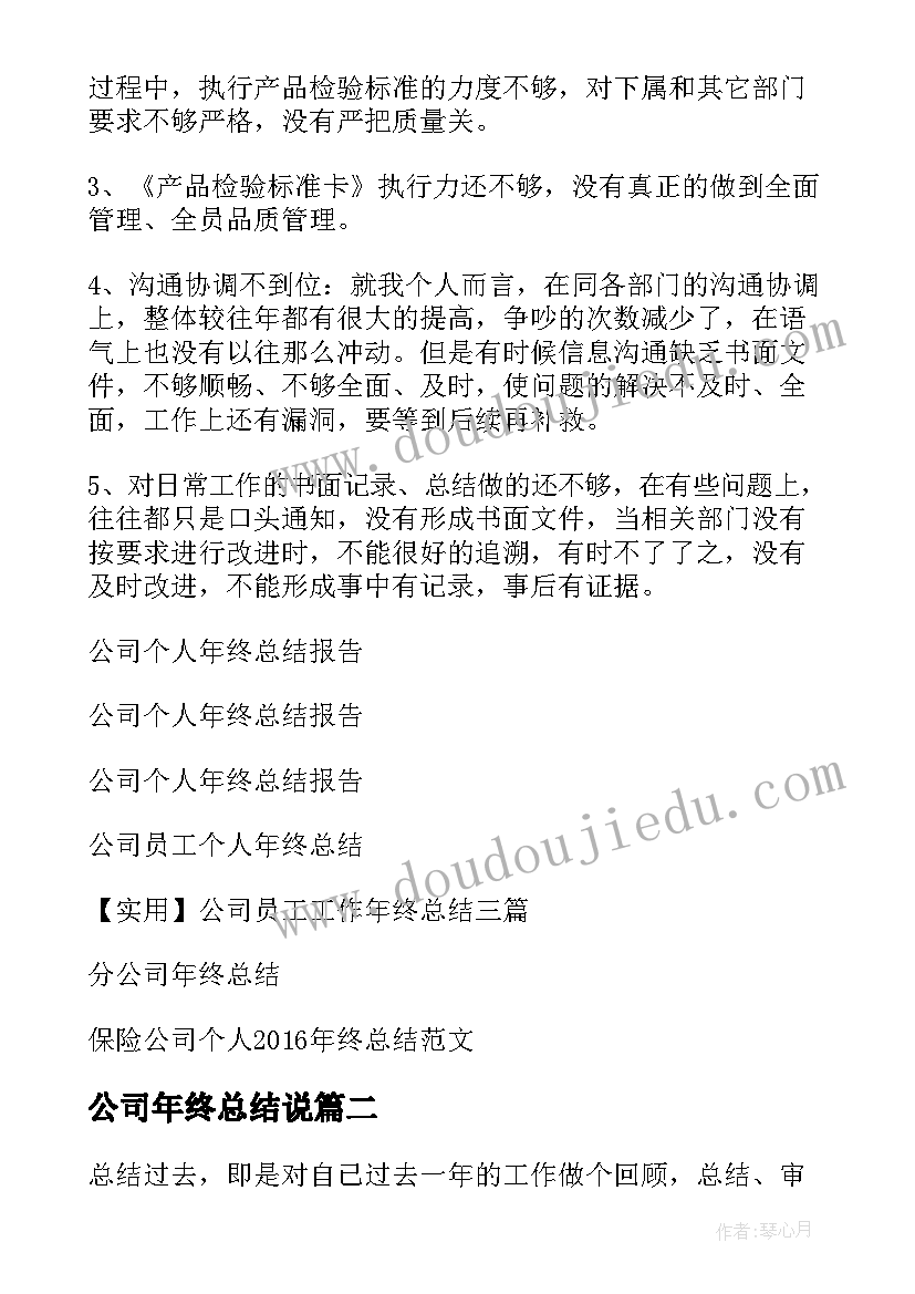 公司年终总结说(模板5篇)