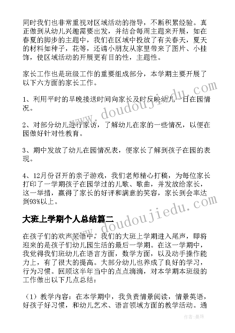 2023年大班上学期个人总结(模板5篇)