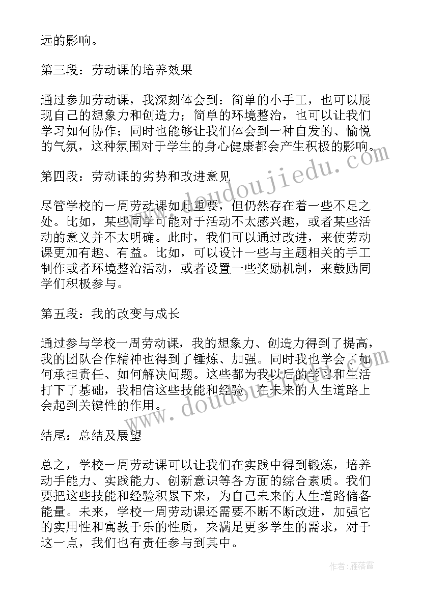 最新大学劳动课心得体会(模板5篇)