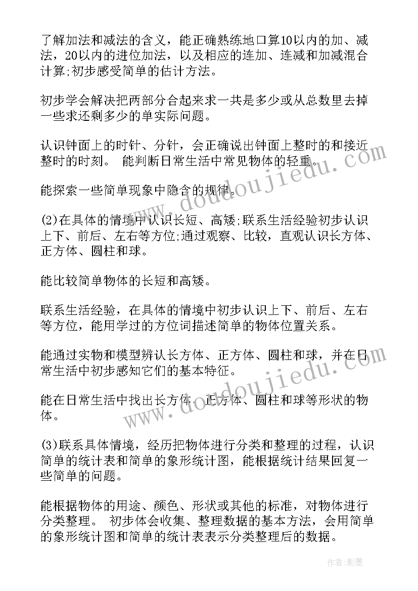 最新冀教版一年级数学教学工作总结(实用5篇)