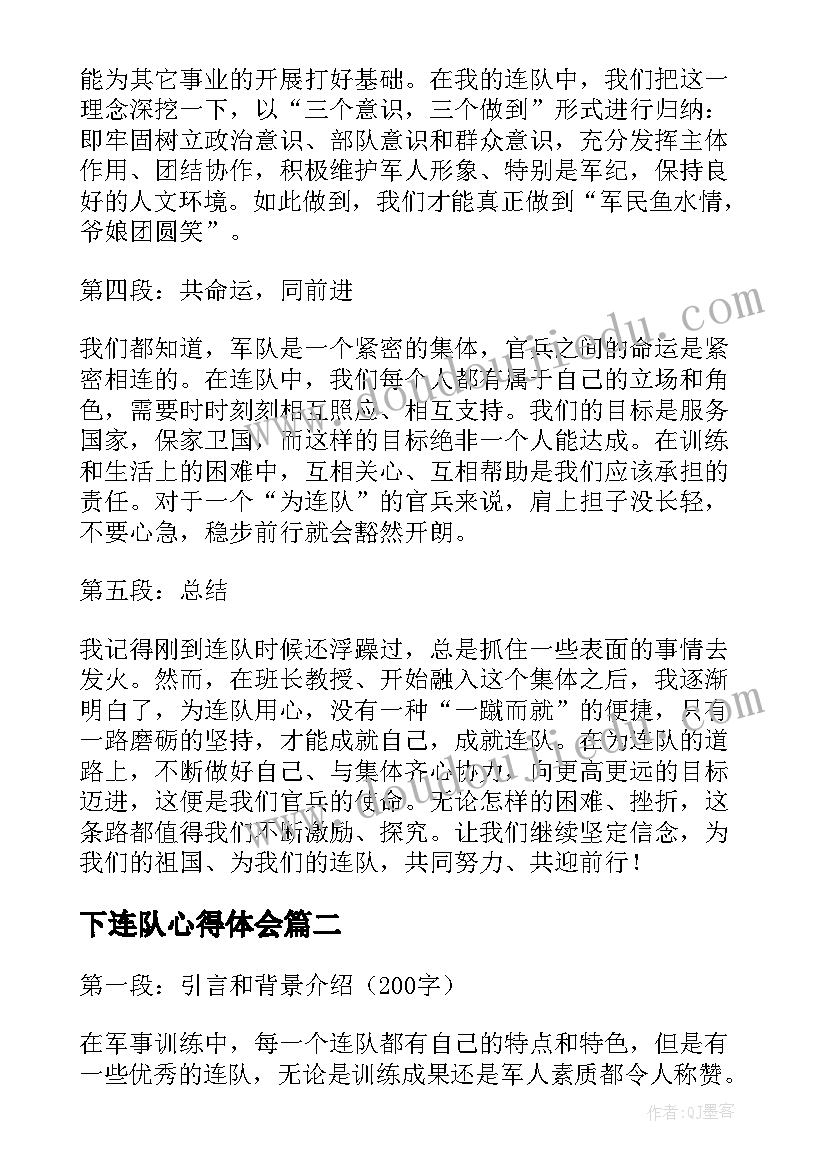 2023年下连队心得体会(精选5篇)