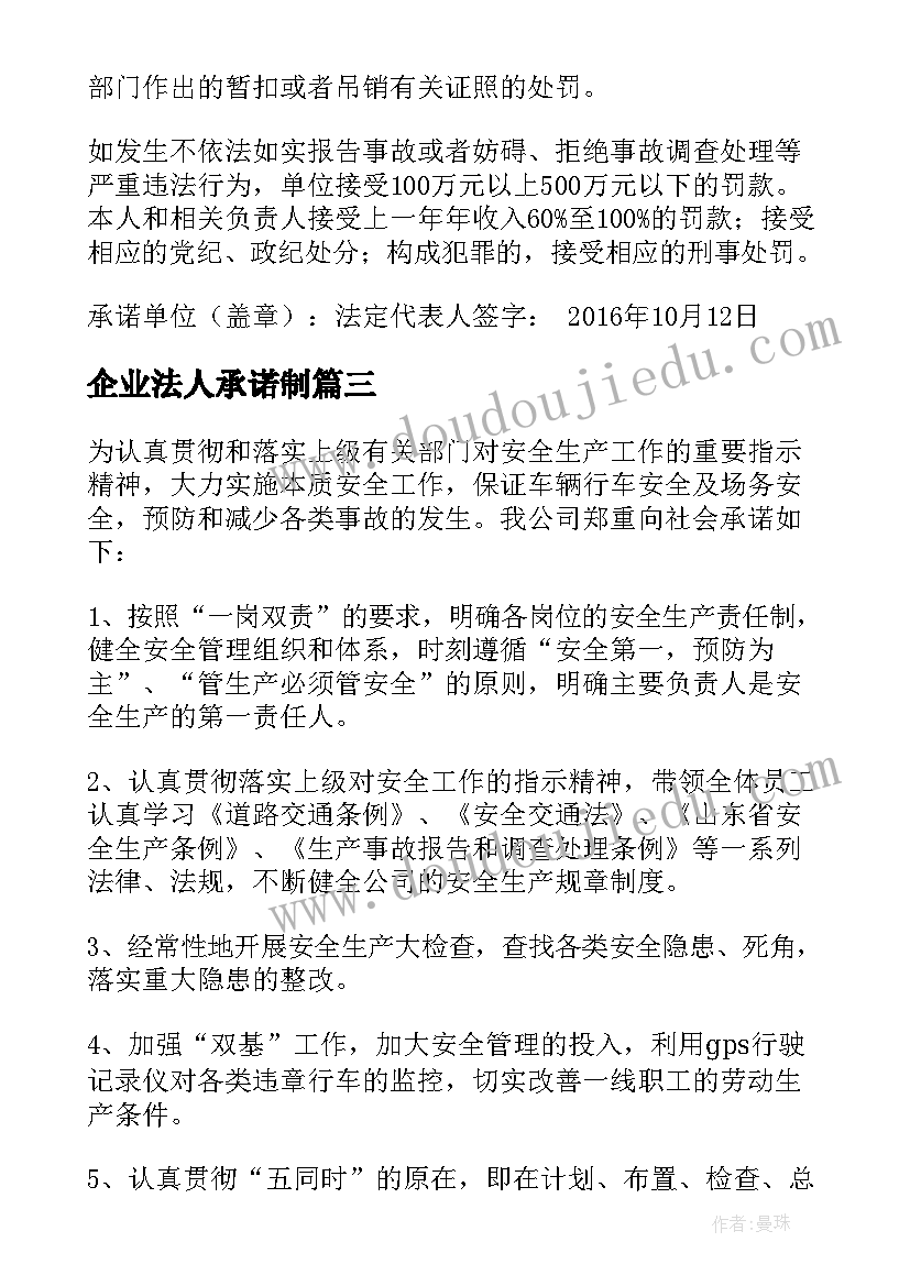 2023年企业法人承诺制 企业法人承诺书(汇总5篇)