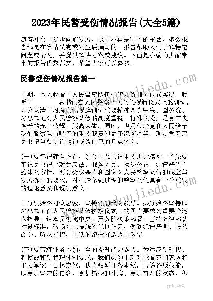 2023年民警受伤情况报告(大全5篇)