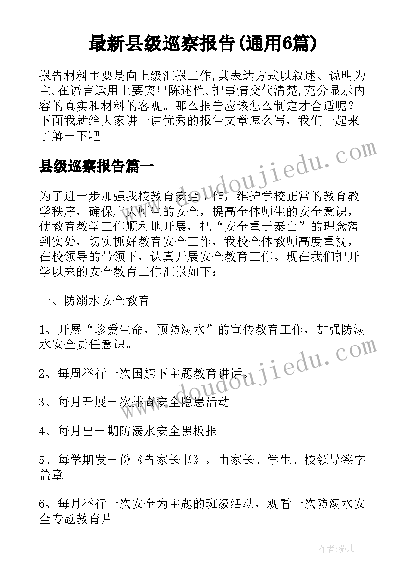 最新县级巡察报告(通用6篇)