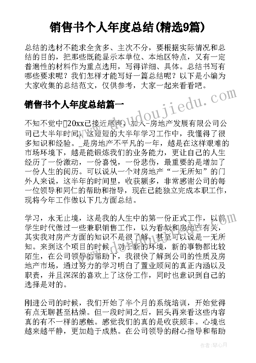 销售书个人年度总结(精选9篇)