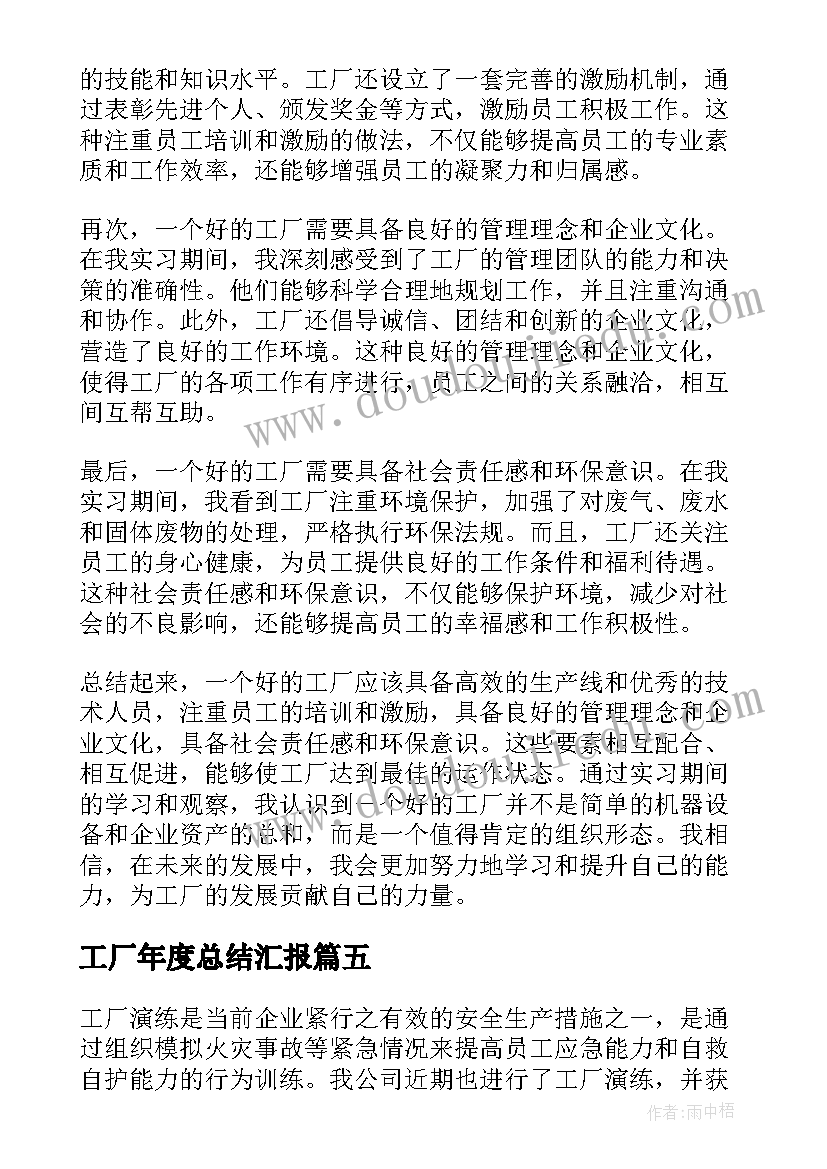 工厂年度总结汇报 工厂开工厂长致辞(优秀7篇)