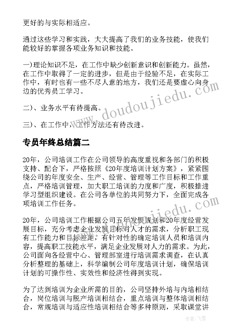 2023年专员年终总结(通用8篇)