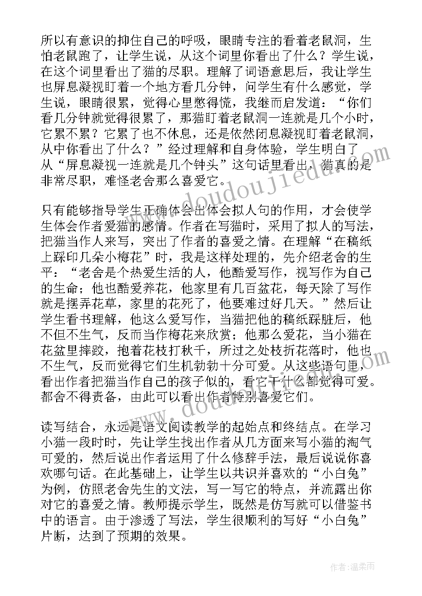 四年级猫教学反思优缺点改进措施(优质10篇)