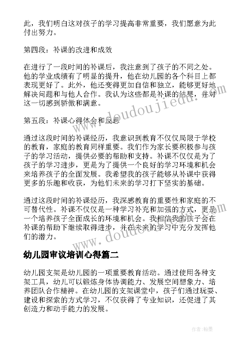 最新幼儿园审议培训心得(优质9篇)