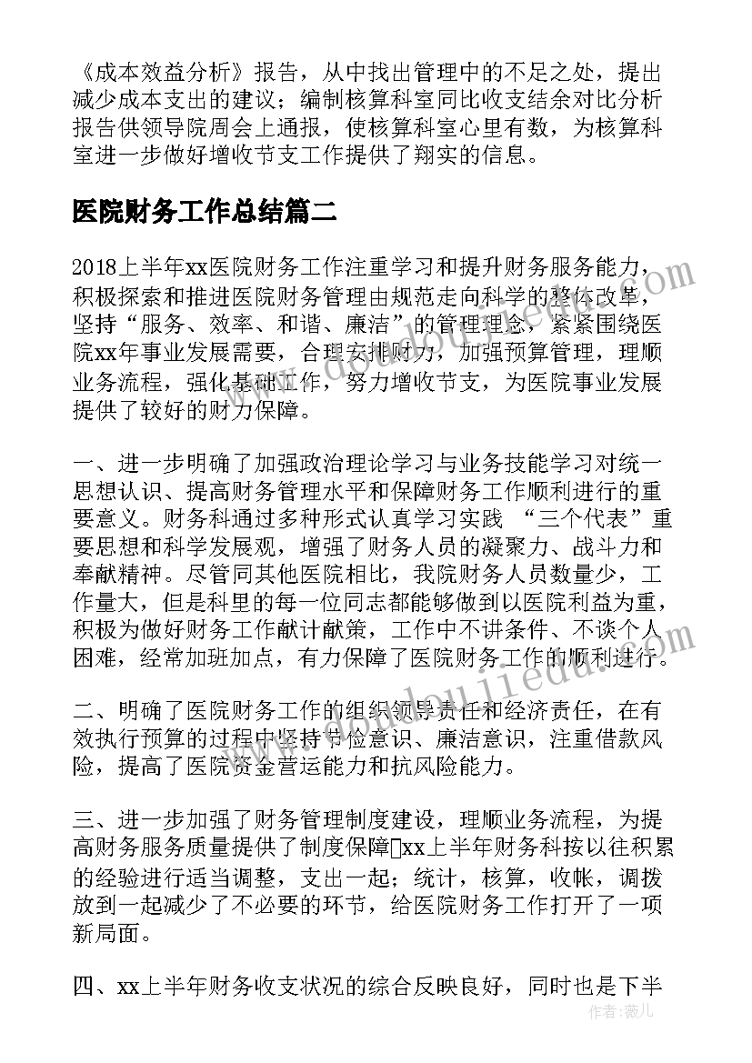 2023年医院财务工作总结(精选5篇)