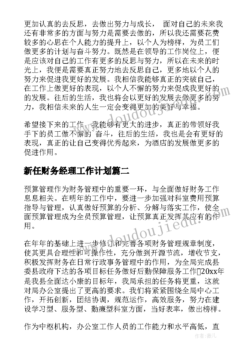 2023年新任财务经理工作计划 财务经理工作计划(模板9篇)