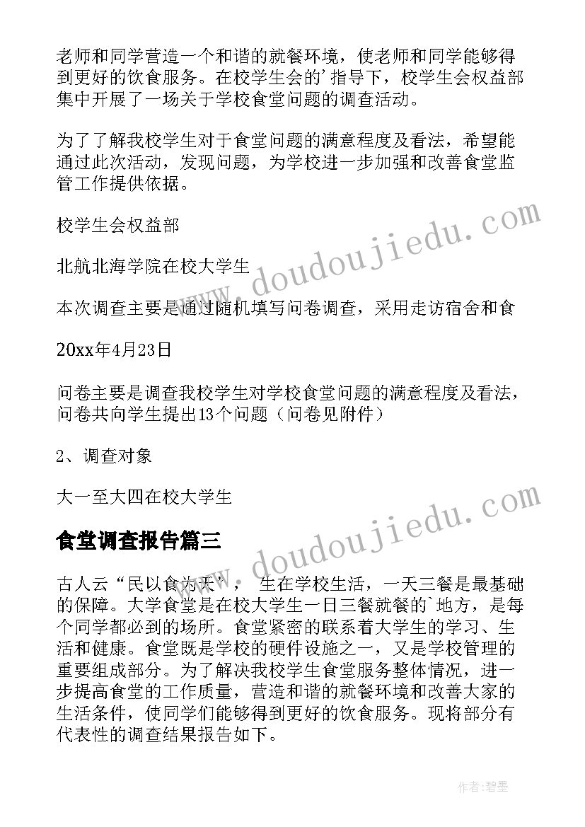 2023年食堂调查报告(大全5篇)