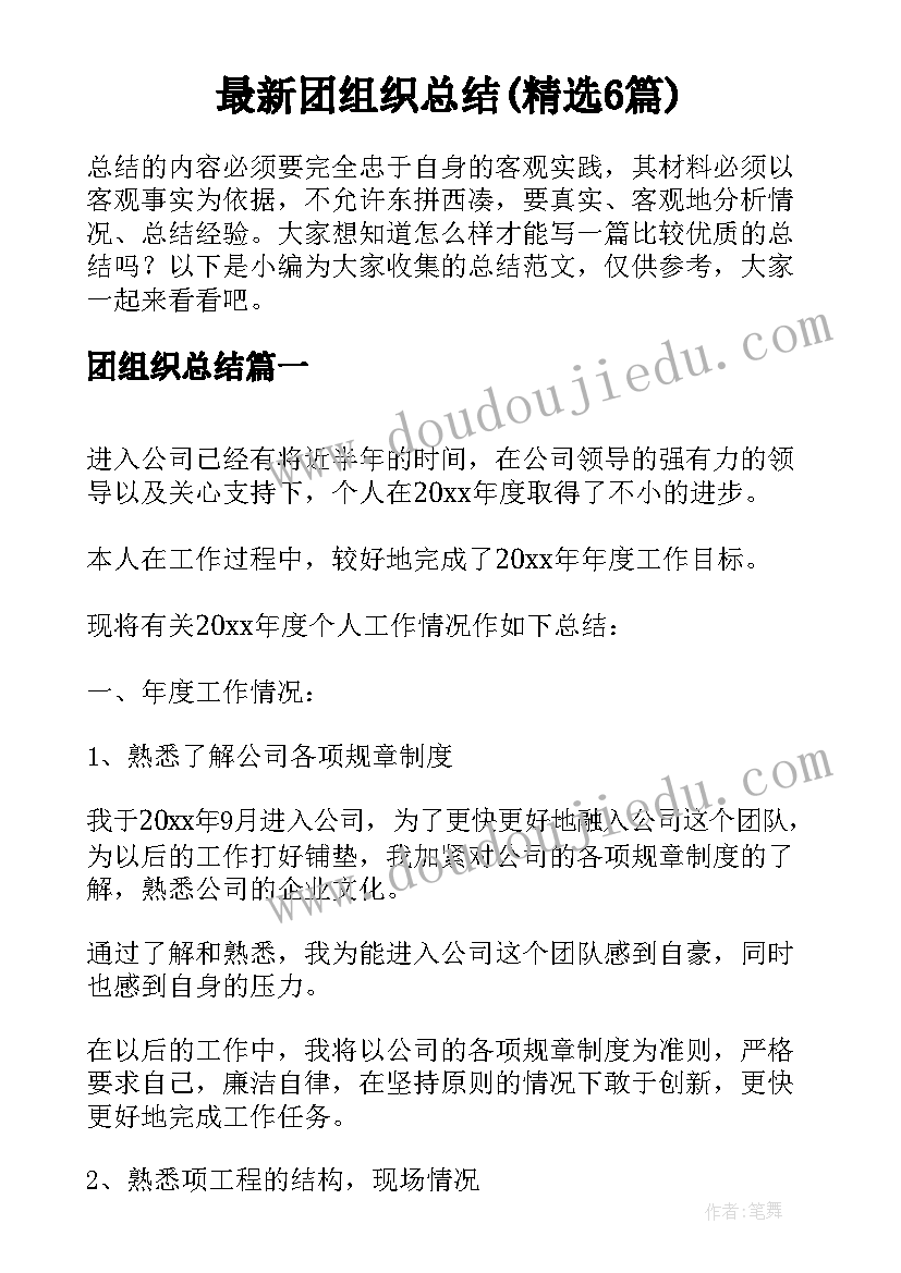 最新团组织总结(精选6篇)