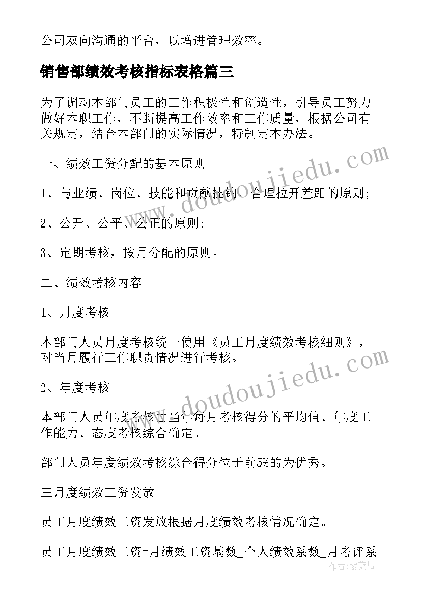 2023年销售部绩效考核指标表格 公司绩效考核方案预览(模板7篇)