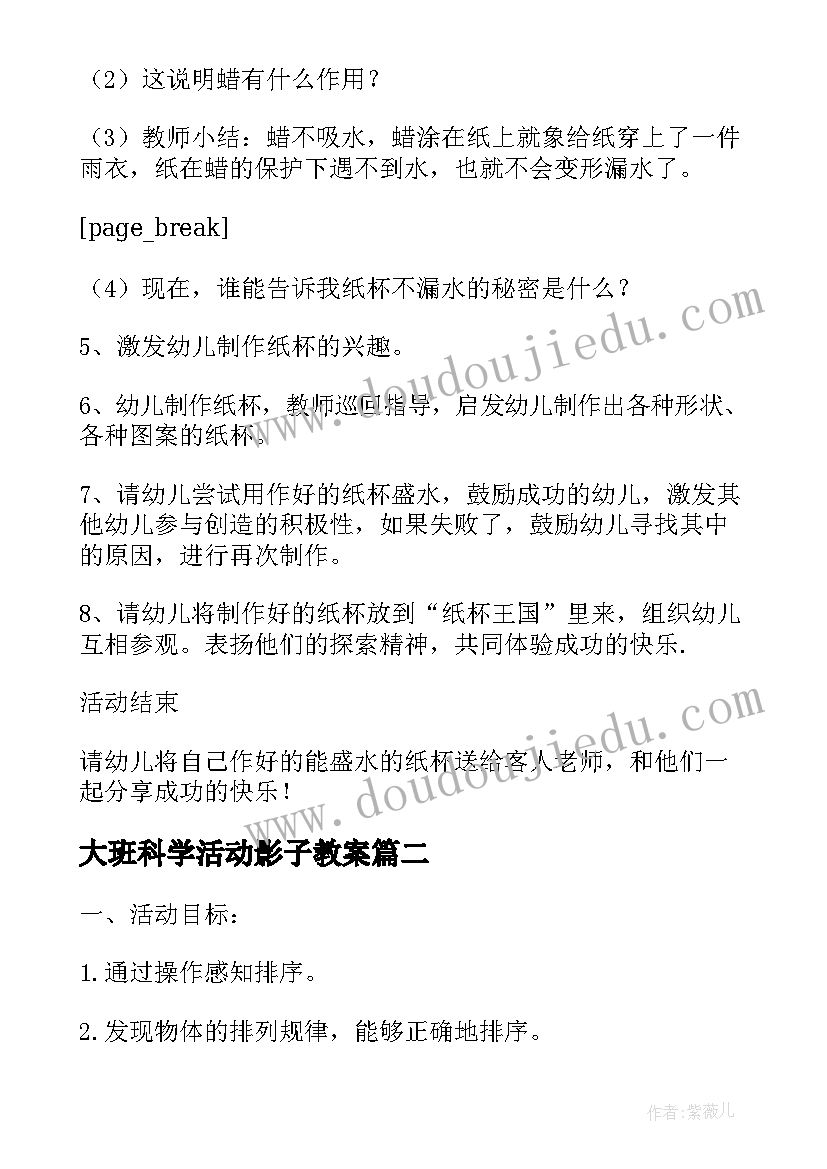 2023年大班科学活动影子教案 大班科学领域活动教案(模板8篇)