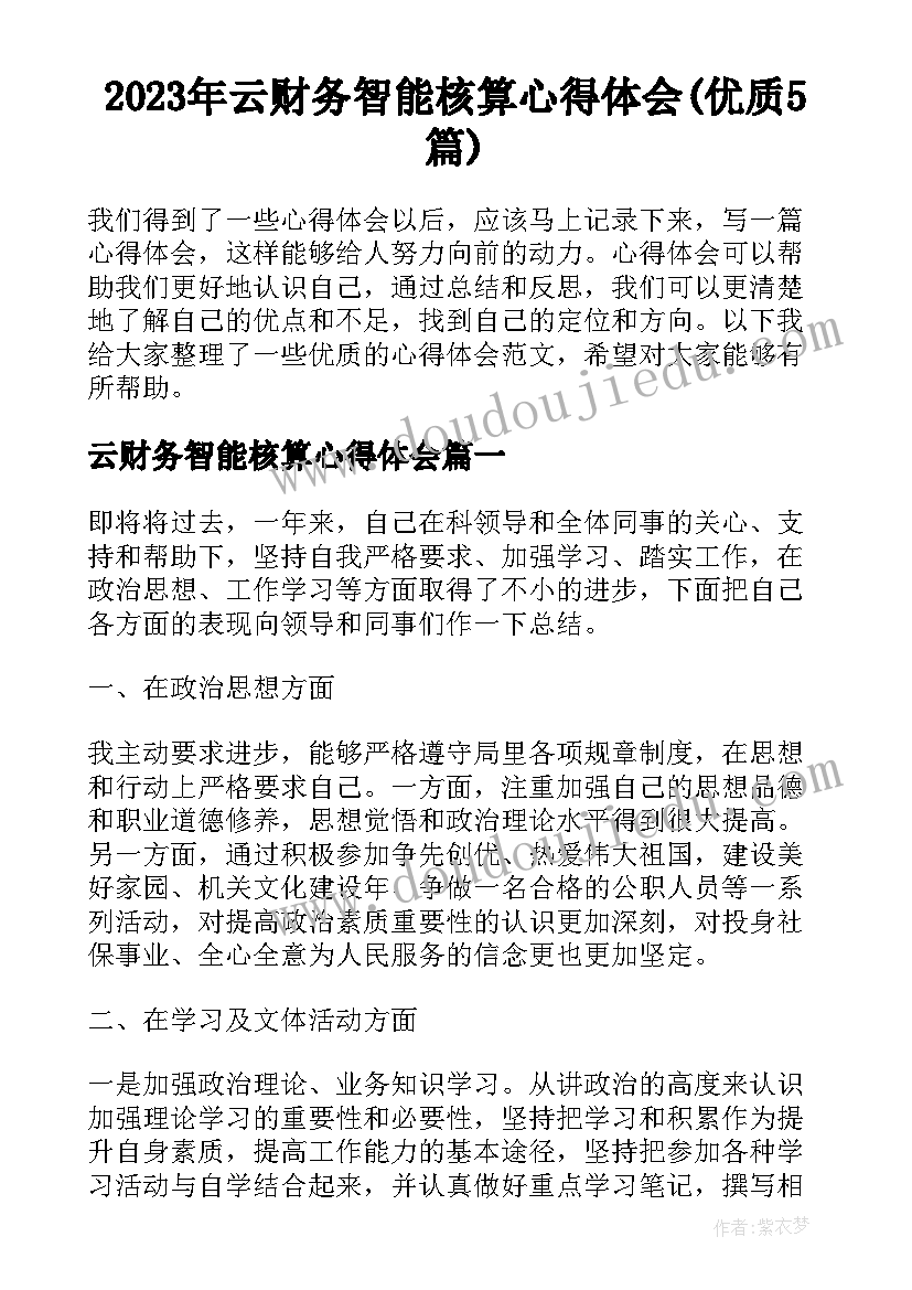 2023年云财务智能核算心得体会(优质5篇)