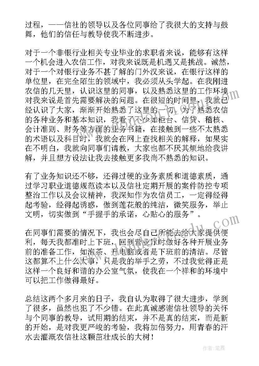 2023年银行业试用期工作总结(模板6篇)