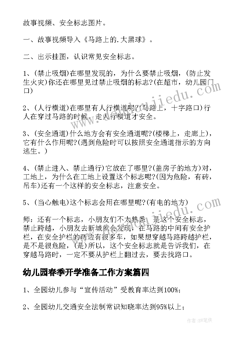 幼儿园春季开学准备工作方案(优质5篇)