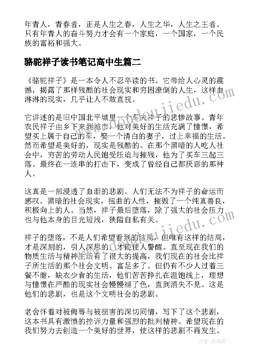 2023年骆驼祥子读书笔记高中生 骆驼祥子读书笔记(通用8篇)