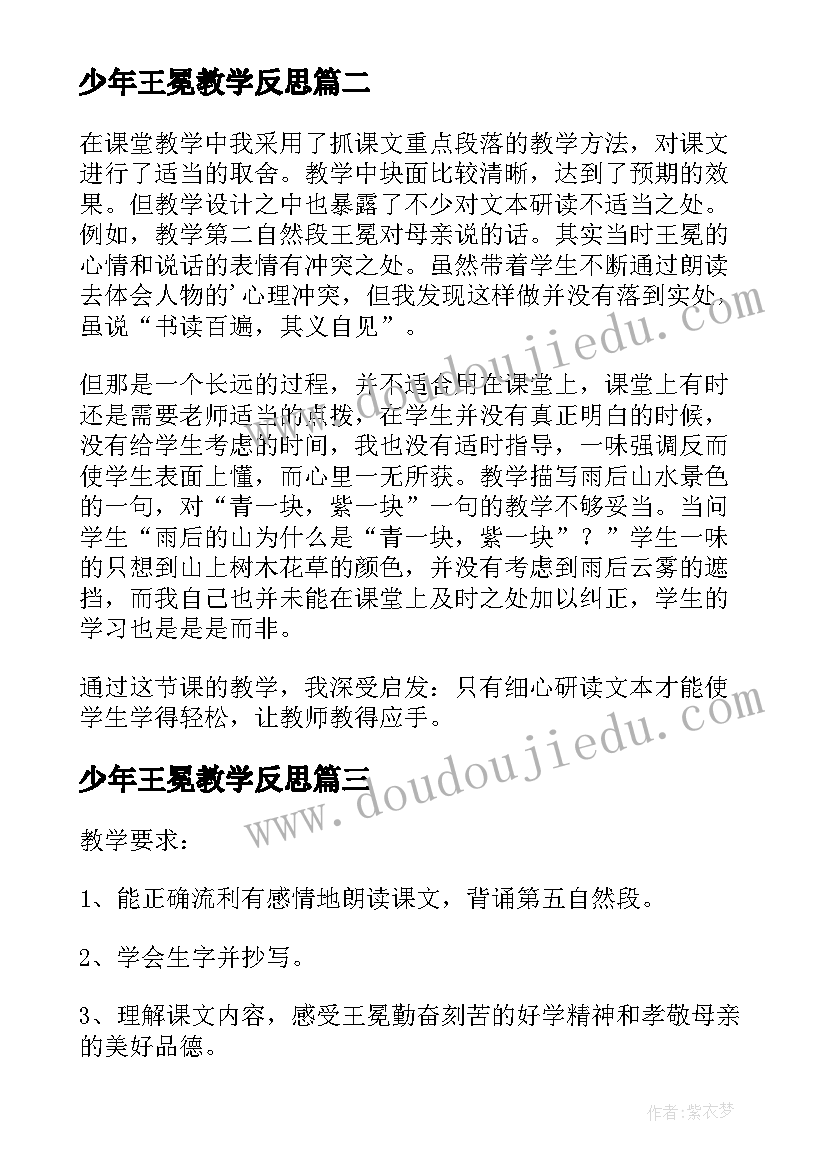 最新少年王冕教学反思(大全5篇)