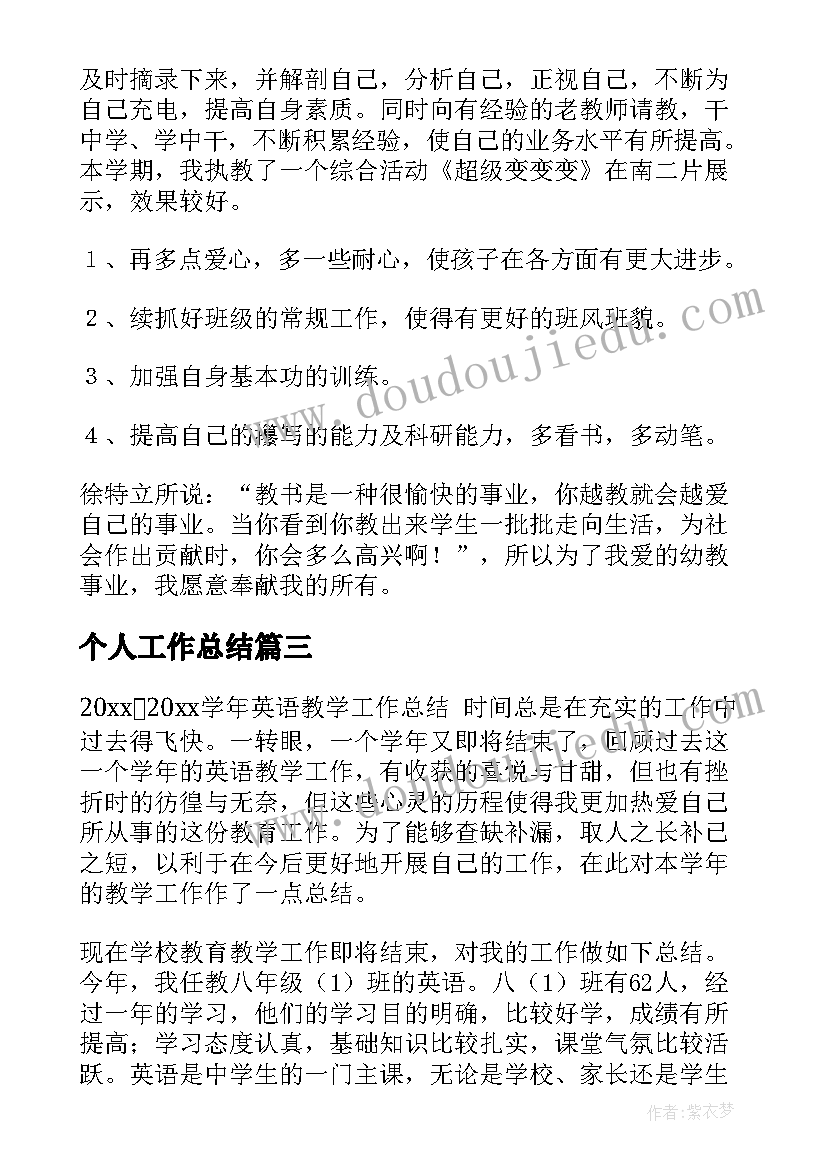 2023年个人工作总结(大全8篇)