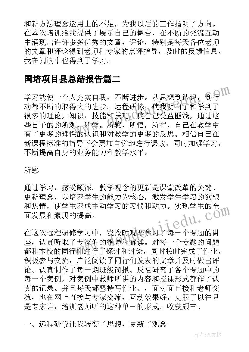 2023年国培项目县总结报告(实用9篇)