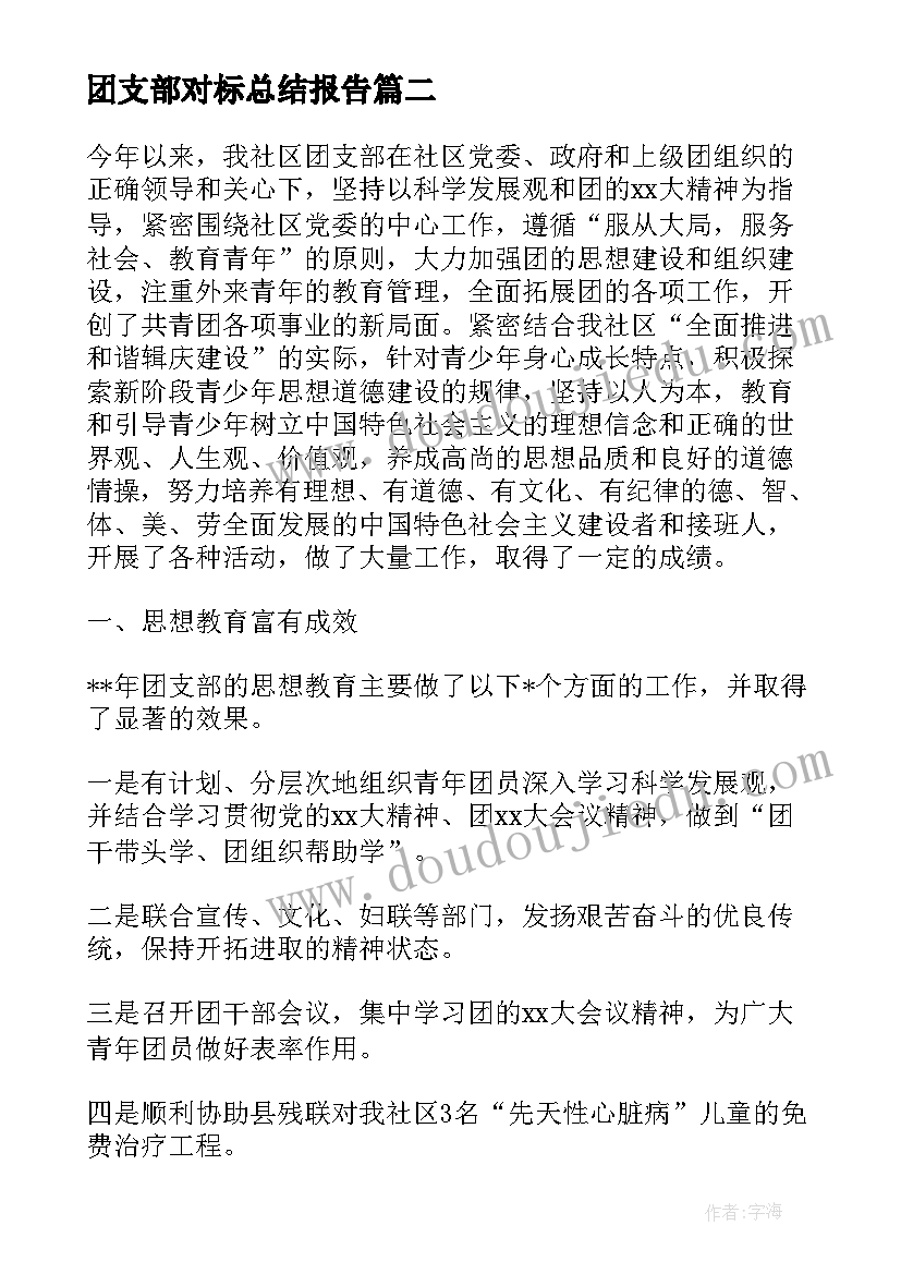 2023年团支部对标总结报告(通用8篇)