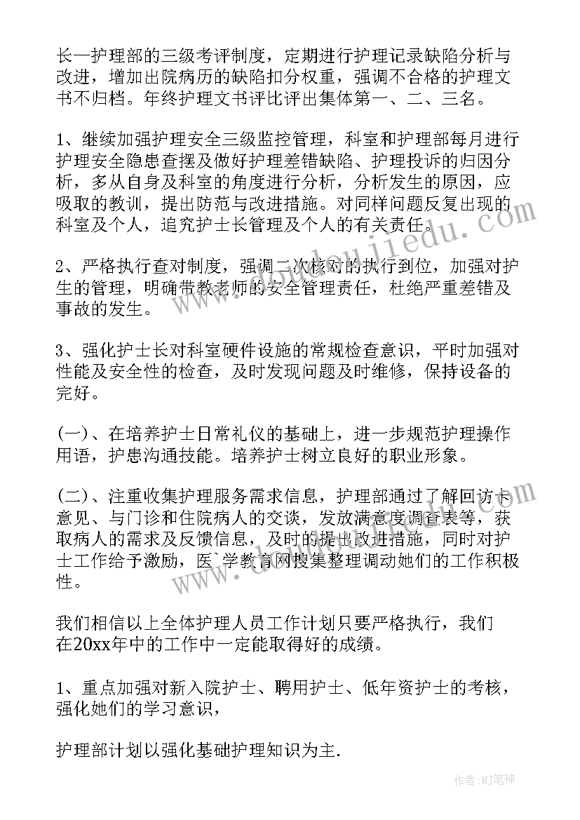 2023年副护士长护理工作计划(精选5篇)