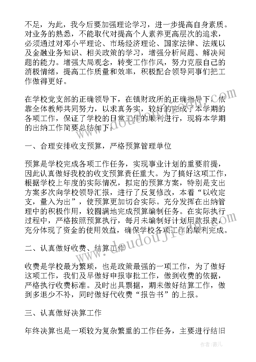 学校出纳年度工作总结(实用5篇)