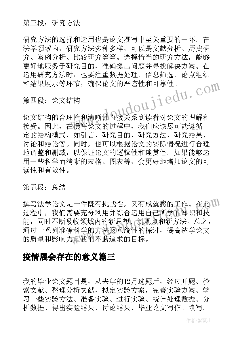 最新疫情展会存在的意义 法学的论文心得体会总结(通用10篇)