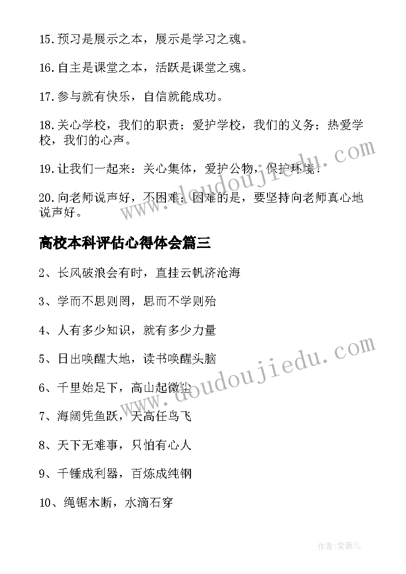 高校本科评估心得体会(精选10篇)