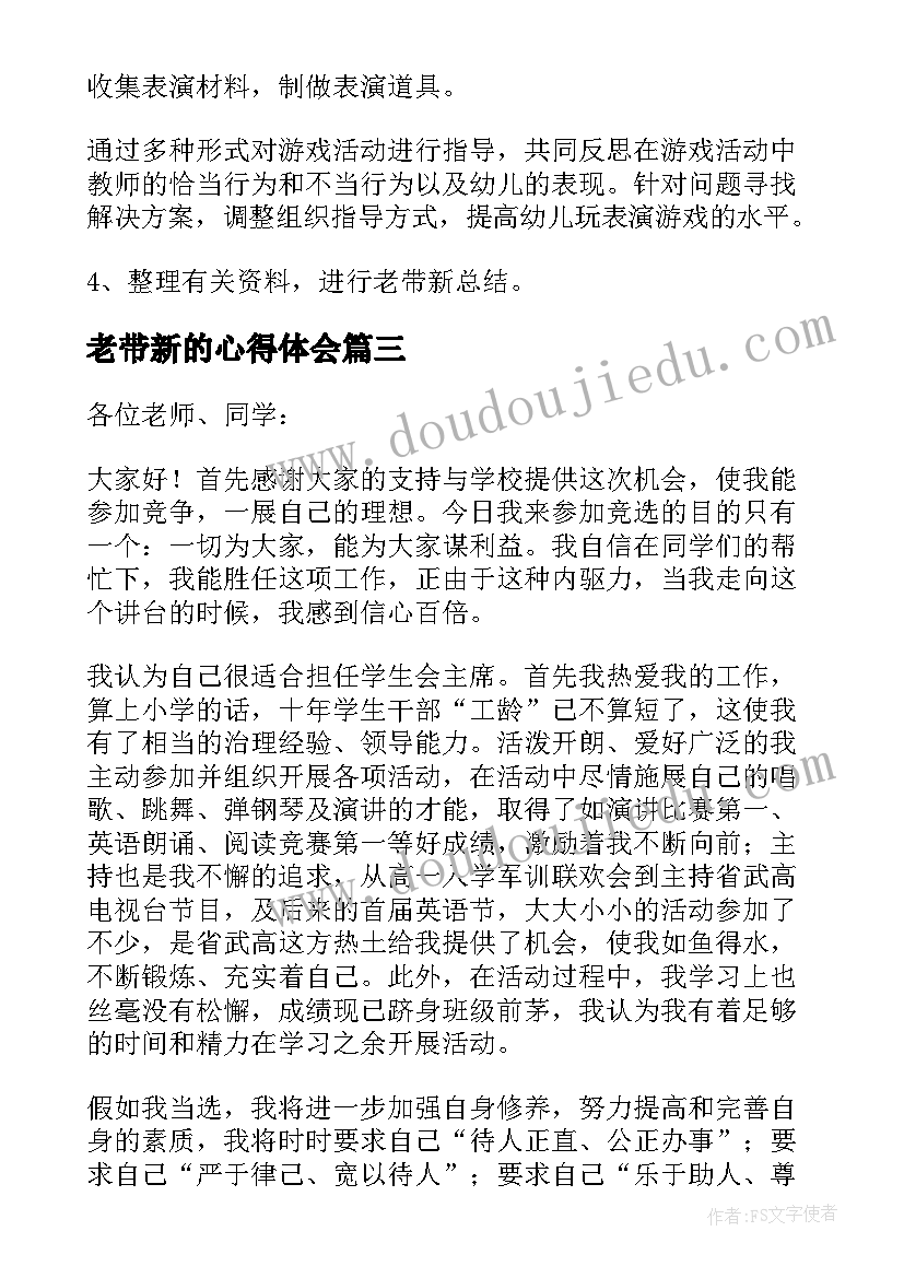 2023年老带新的心得体会 老带工作计划(通用10篇)