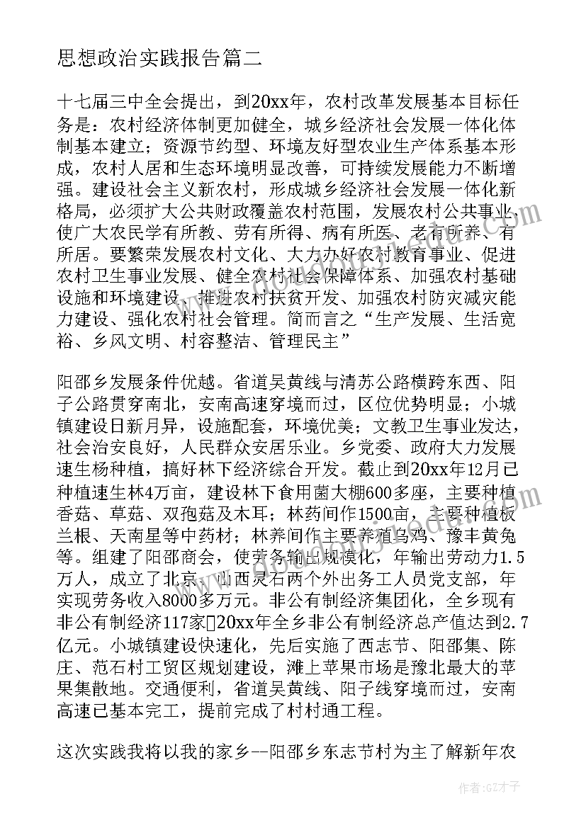 思想政治实践报告 思想政治理论课社会实践报告(大全5篇)